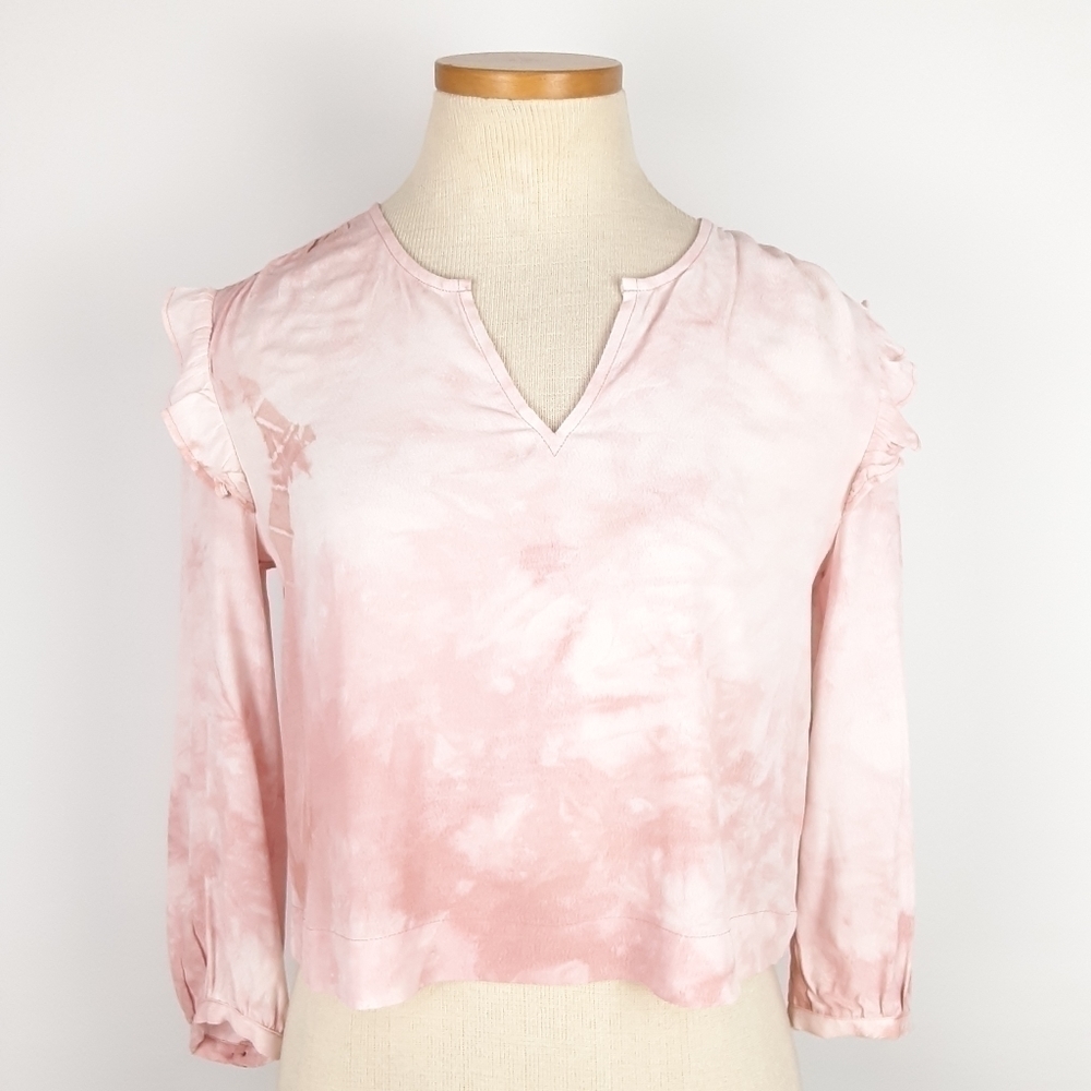 NWT Madewell Tie Dye Ruffle Shoulder Top XXS - Picture 3 of 12